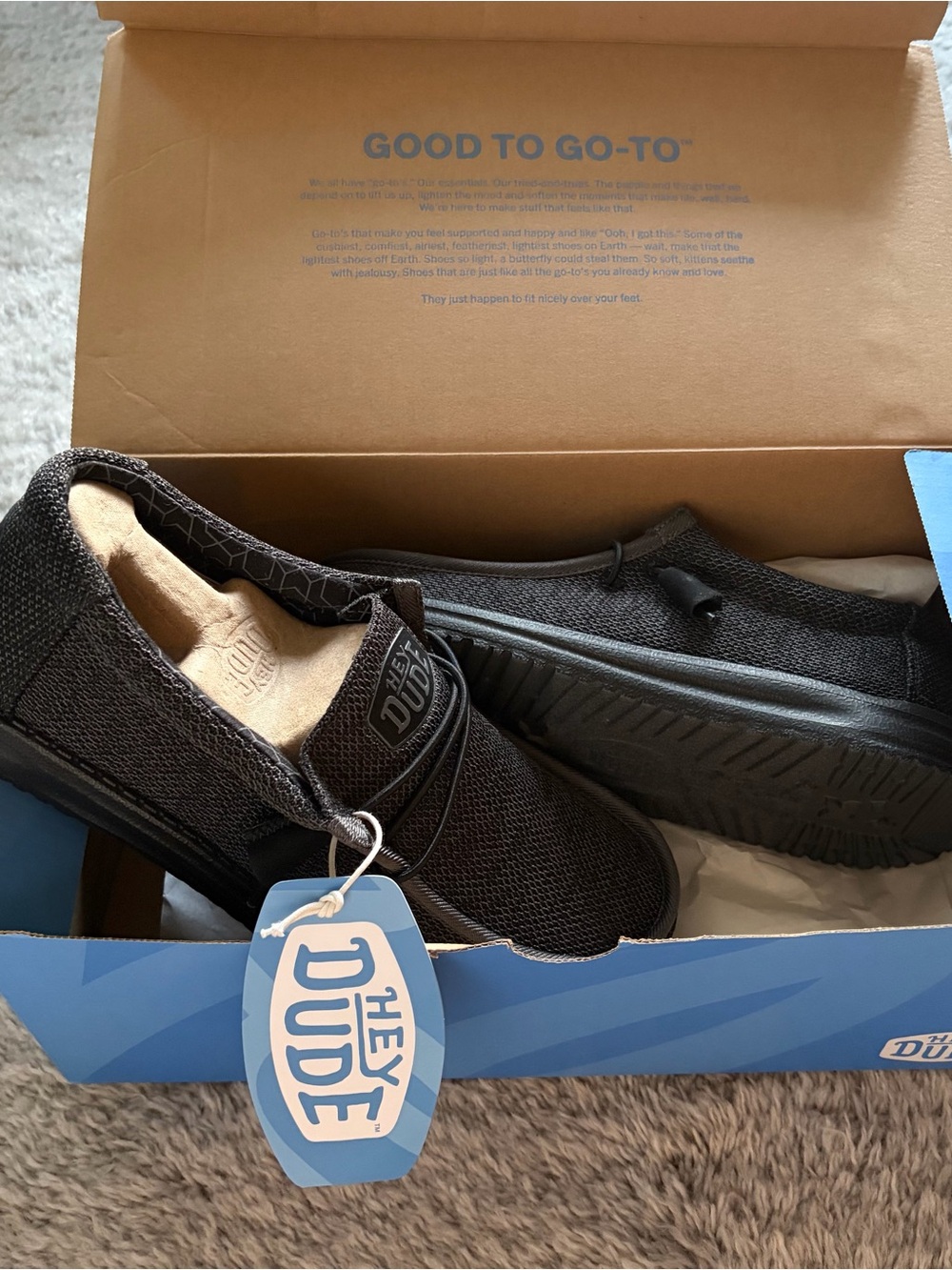 NIB Hey Dude Wally Sox Micro Total Black Men's Slip-on Loafer Size 8 40019-0XJ